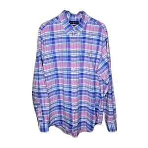 Ralph Lauren Classic Fit Plaid Oxford Shirt Pink/Blue Size XL